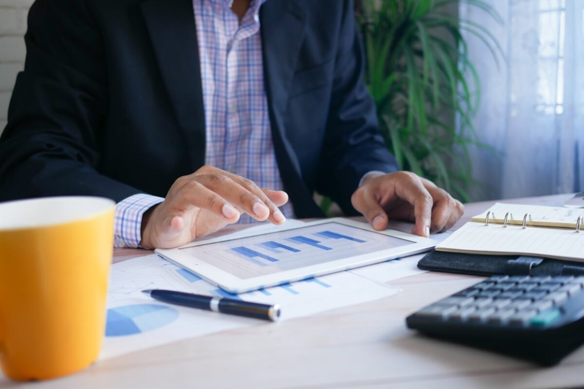Financial documents on a polished desk